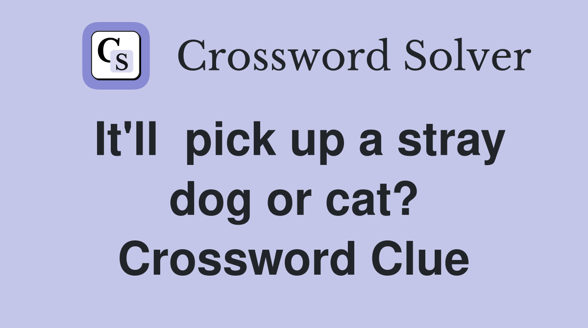 It'll pick up a stray dog or cat? Crossword Clue Answers Crossword